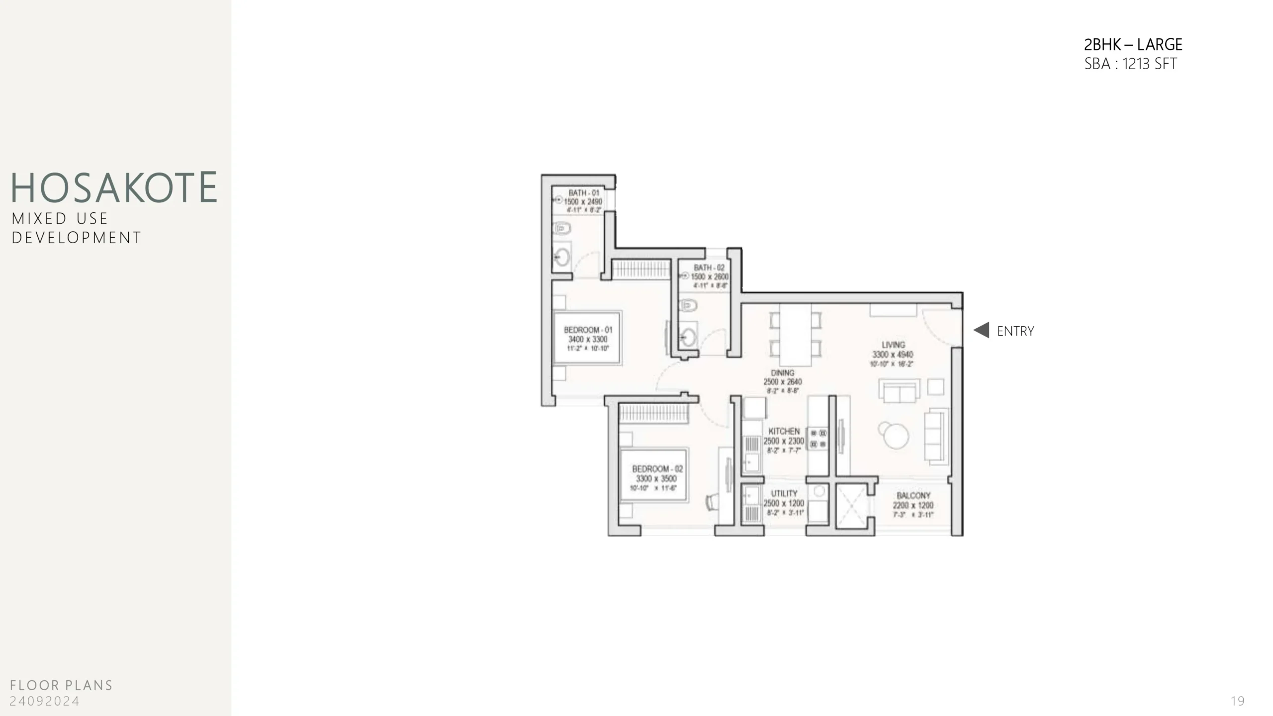 sobha one world 2 bhk large floor plan