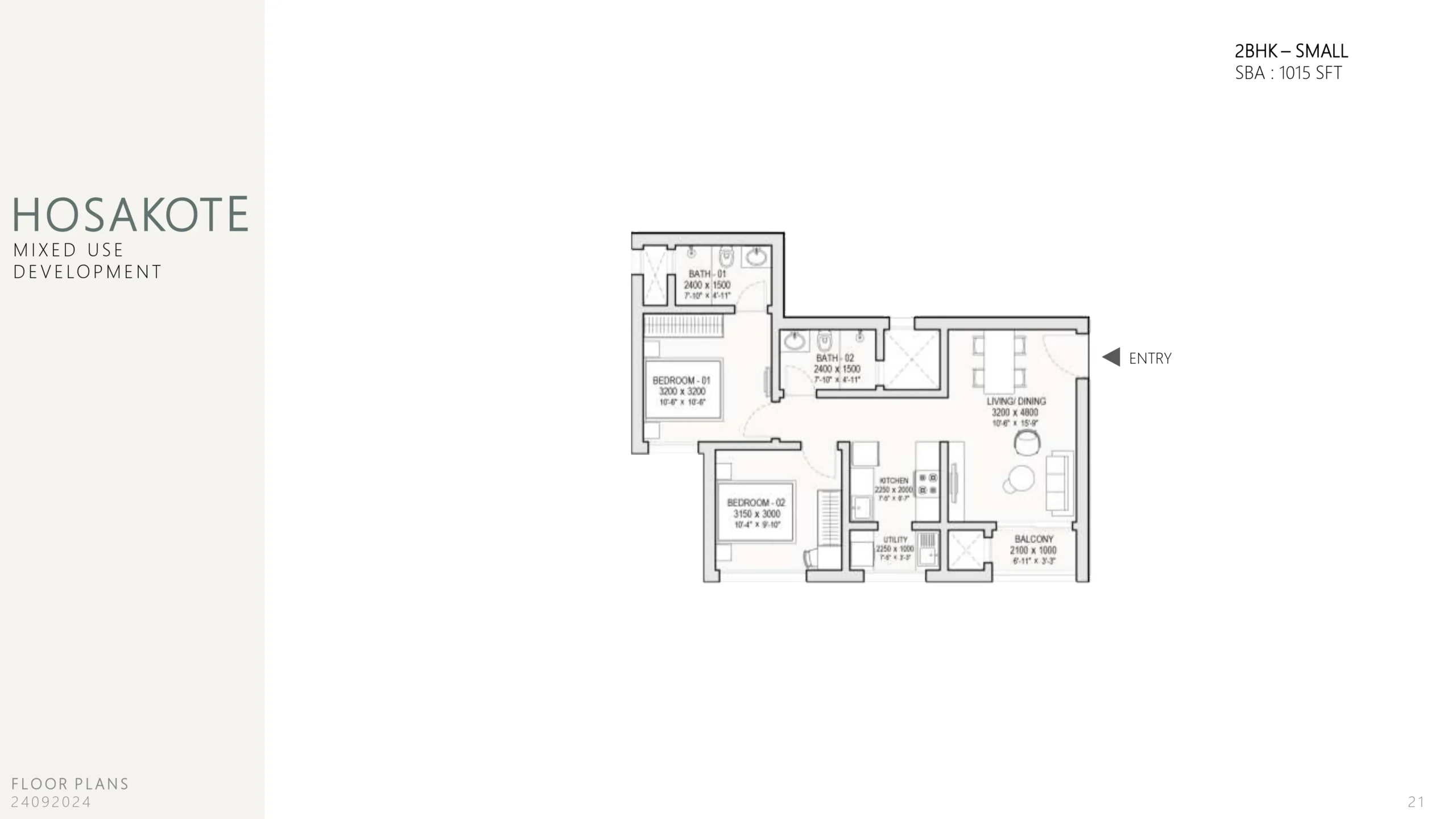 sobha one world 2 bhk small floor plan