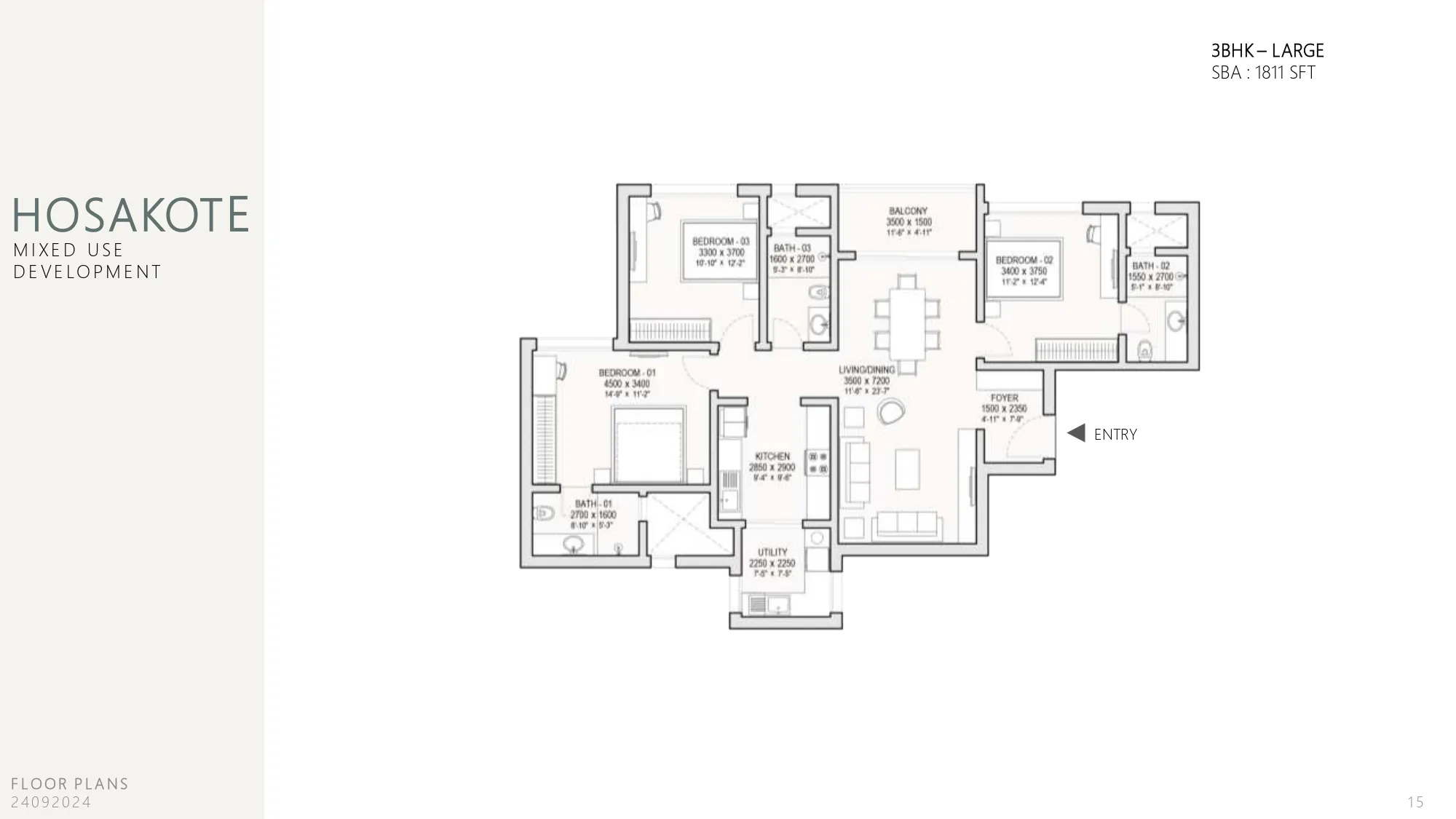 sobha one world 3 bhk large floor plan
