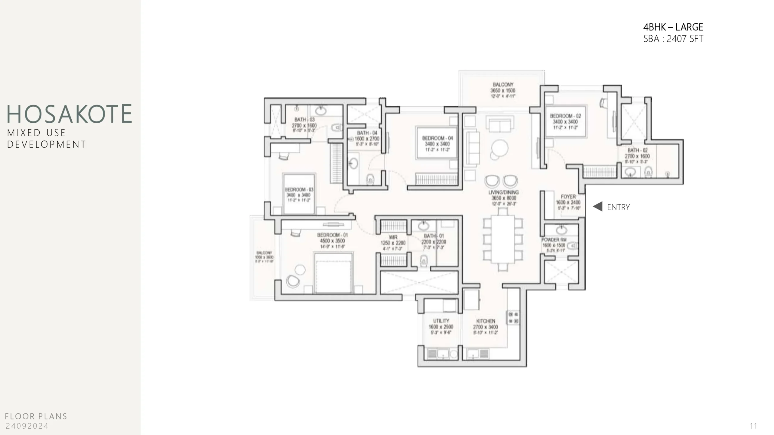 sobha one world 4 bhk large floor plan