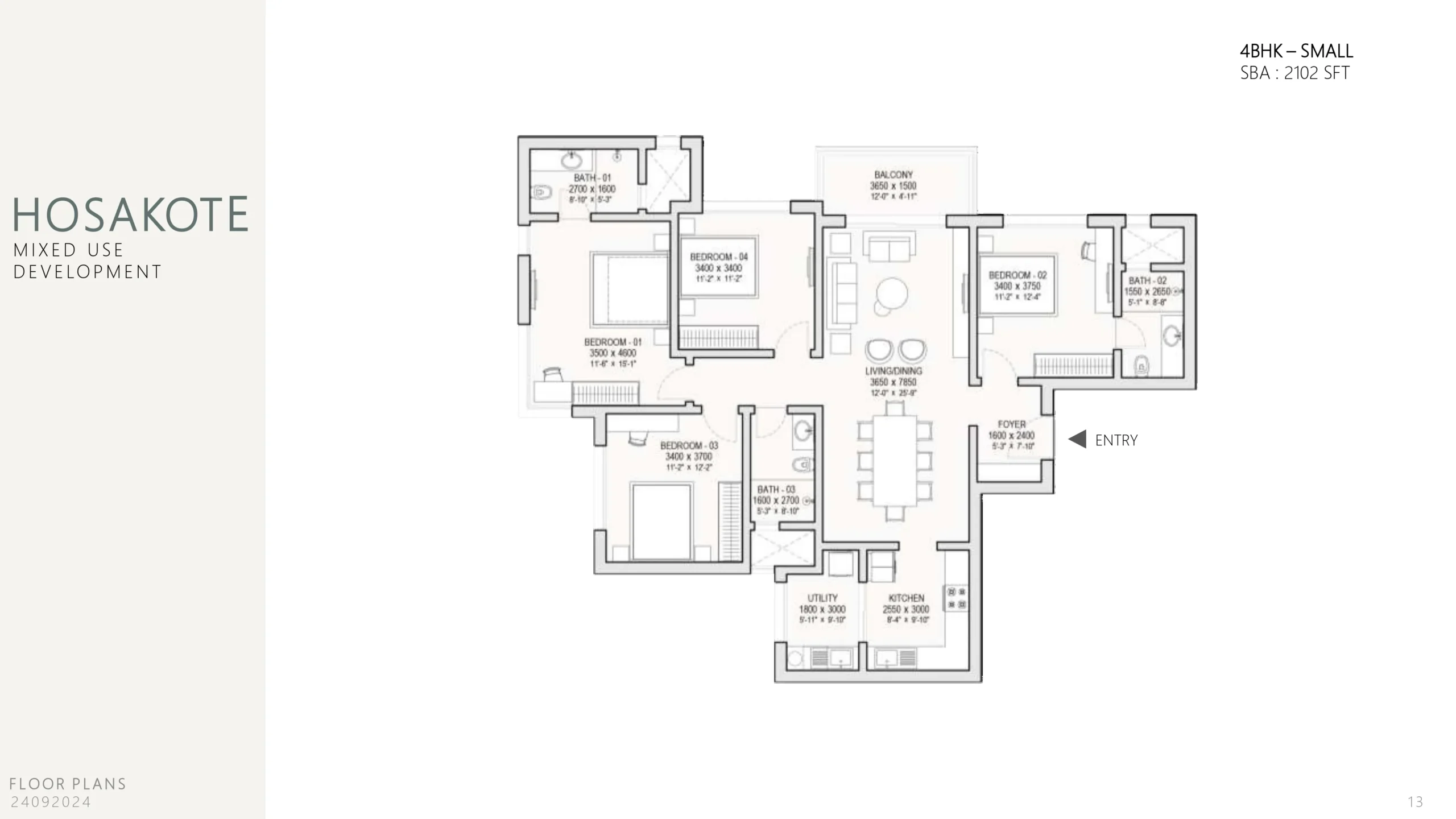 sobha one world 4 bhk small floor plan